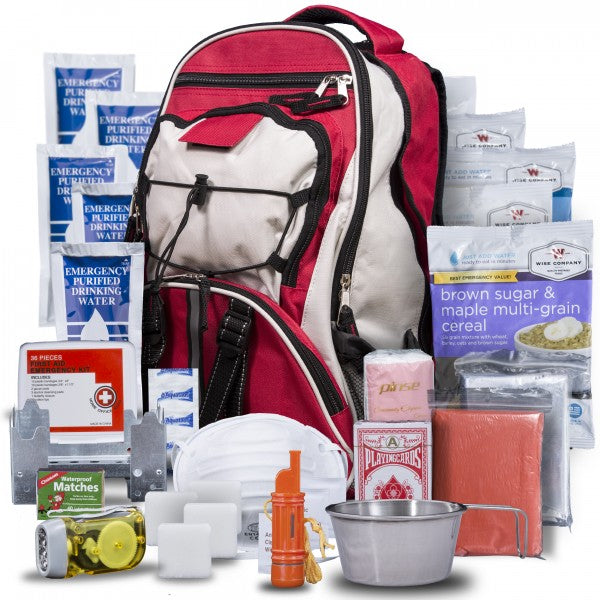 Red Survival Kit Backpack for One Person